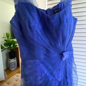 Floral Jacquard Off-the-Shoulder Gown by Rene Ruiz